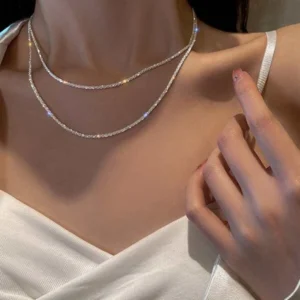 COLAR PRATA EM CAMADAS DECORAÇÕES EM STRASS